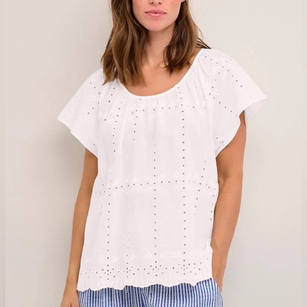 CREAM Eyelet White CRMOCCAMIA SHIRT Size 44